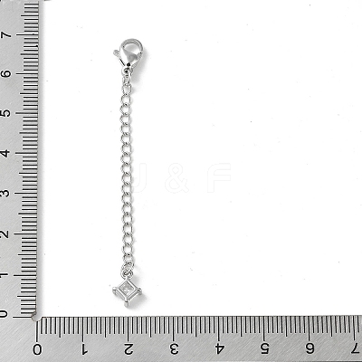 Brass Micro Pave Clear Cubic Zirconia Chain Extender KK-G491-52D-S-1