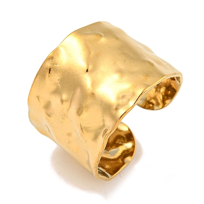 Ion Plating(IP) 304 Stainless Steel Hammered Open Cuff Ring X-RJEW-A043-08G-1