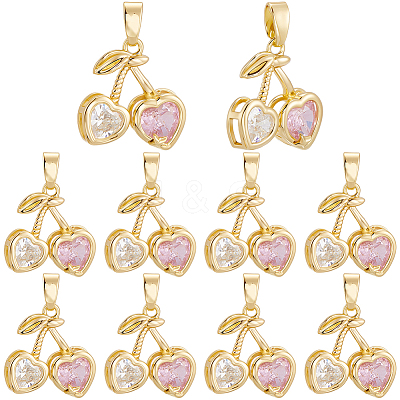 10Pcs Brass Micro Pave Cubic Zirconia Charms KK-BBC0019-45-1