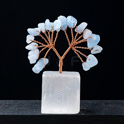 Natural Aquamarine Chips Tree of Life Decorations PW-WG21303-09-1