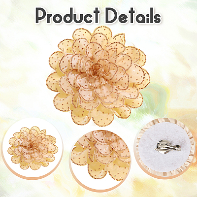 Flower Cloth Rhinestone Broochs JEWB-WH20009-06P-04-1