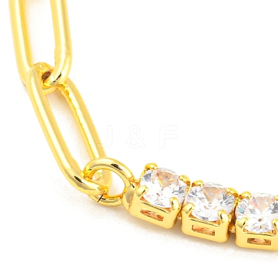 Clear Cubic Zirconia & Paperclip Chain Necklace for Girl Women Gift NJEW-A005-08G-1