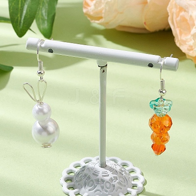 Easter Carrot Glass with Rabbit Acrylic Dangle Earrings for Women EJEW-JE06218-1