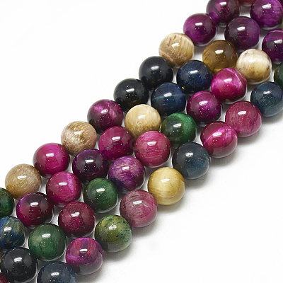 Natural Tiger Eye Beads Strands G-S300-8mm-107G-1