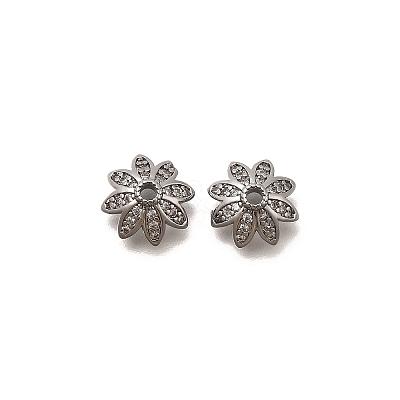 Brass Micro Pave Clear Cubic Zirconia Bead Caps KK-Z126-24P-1