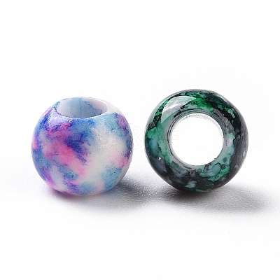 Spray Painted Opaque Acrylic European Beads ACRP-F002-03-1