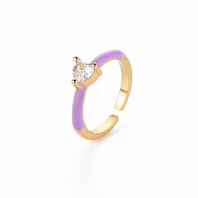 Brass Enamel Cuff Rings RJEW-T016-31C-NF-1