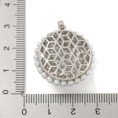 Rack Plating Brass & ABS Plastic Imitation Pearl Pendants KK-N255-03A-P-RS-1