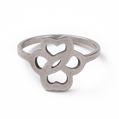 Non-Tarnish 201 Stainless Steel Hollow Flower Finger Ring for Women RJEW-J051-13P-1