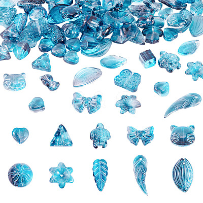 64Pcs Gradient Color Transparent Glass Beads GLAA-TA0003-48D-1