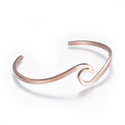 304 Stainless Steel Cuff Bangles BJEW-G611-01RG-1