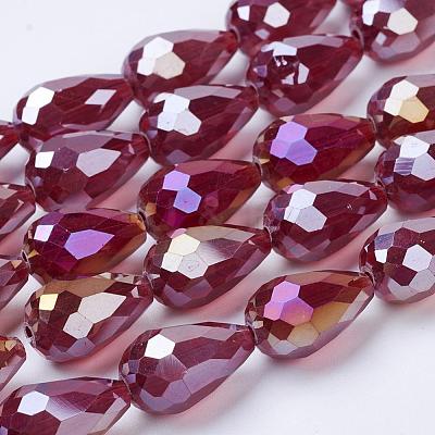 Electroplate Glass Beads Strands EGLA-D015-15x10mm-28-1