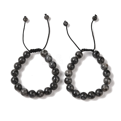 10mm Round Natural Larvikite Braided Bead Bracelets BJEW-C067-01C-07-1
