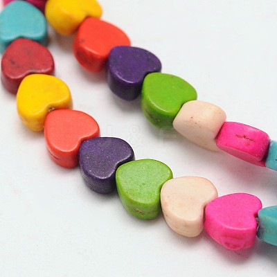 Dyed Synthetical Turquoise Heart Bead Strand X-G-P083-88C-1