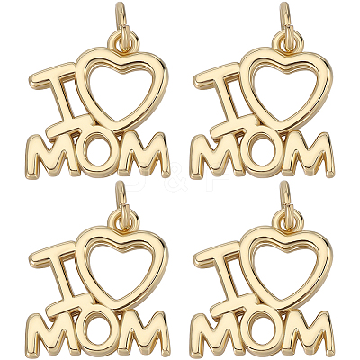 8Pcs Mother's Day Rack Plating Brass Charms KK-BBC0013-94-1