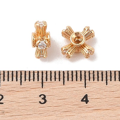 Brass Micro Pave Clear Cubic Zirconia Beads KK-B100-052G-1