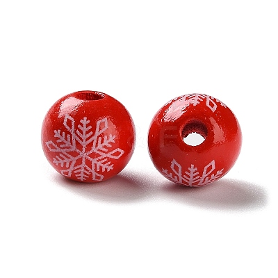 Printed Wood European Beads WOOD-Z002-08J-1