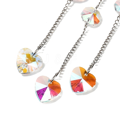 Natural Rose Quartz Chip & Iron Suncatchers HJEW-G028-03A-1