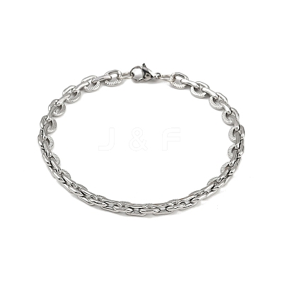 201 Stainless Steel Cuba Style Chian Bracelet for Men LS-BJEW-B138-06P-01-1