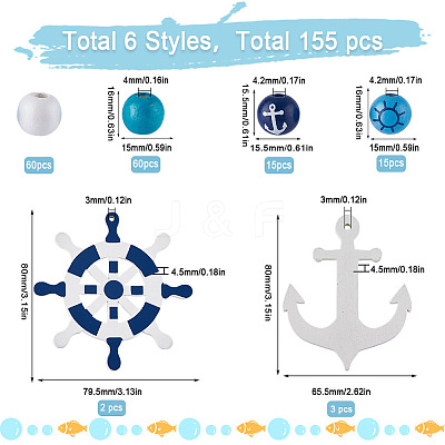 DIY Ocean Theme Jewelry Making Finding Kit DIY-SC0022-65-1
