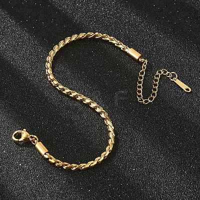 304 Stainless Steel Rope Chain Bracelets for Women BJEW-Q051-04G-1