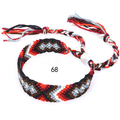 Cotton Braided Rhombus Pattern Cord Bracelet FIND-PW0013-003A-68-1