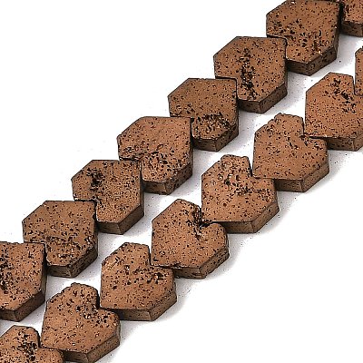 Electroplated Natural Lava Rock Beads Strands G-K388-04B-05-1