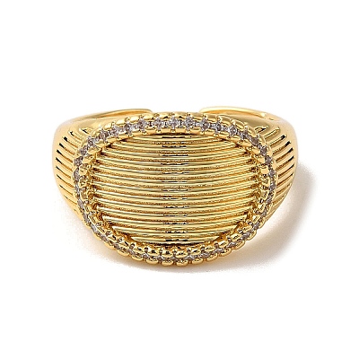 Brass Micro Pave Cubic Zirconia Open Cuff Rings for Women RJEW-G325-01C-G-1