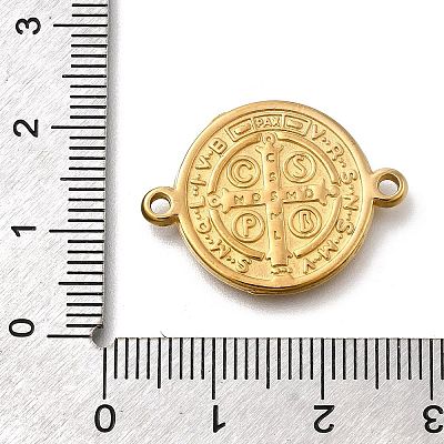 304 Stainless Steel Saint Benedict Medal Cross Connector Charms STAS-C119-12G-1