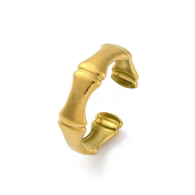 Bamboo Joint 304 Stainless Steel Open Cuff Rings for Women RJEW-M019-37G-1