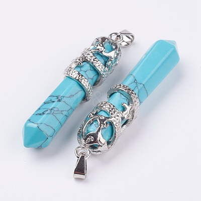 Synthetic Turquoise Big Pointed Pendants G-G738-A-10-1