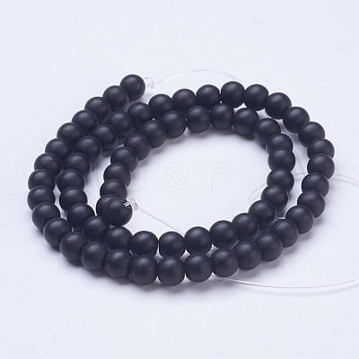 Frosted Glass Beads Strands G-D855-03-6mm-1