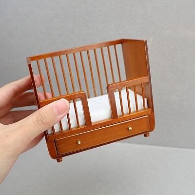 Dollhouse Miniature Wooden Mini Small Bed PW-WG1EEB8-01-1