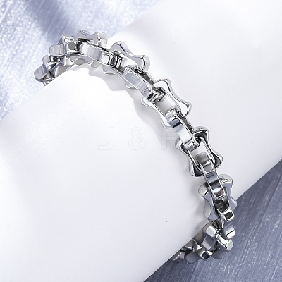 304 Stainless Steel Rectangle Link Chain Bracelets for Women Men BJEW-R018-20P-1