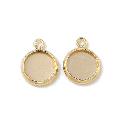 Flat Round Brass Pendant Cabochon Settings X-KK-K414-14B-G-1