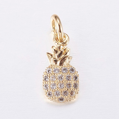 Brass Micro Pave Cubic Zirconia Charms ZIRC-E135-32G-1