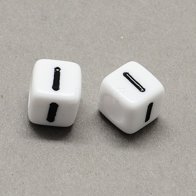 Large Hole Acrylic Letter European Beads X-SACR-Q103-6mm-01I-1