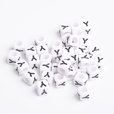 Acrylic Horizontal Hole Letter Beads PL37C9308-Y-1
