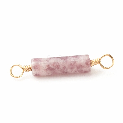 Natural Lepidolite Connector Charms PALLOY-JF01454-09-1