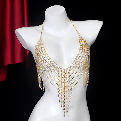 Alloy Full Crystal Rhinestone Mesh Tassel Chest Sexy Body Chains for Bikini FS-WG2AAFB-02-1