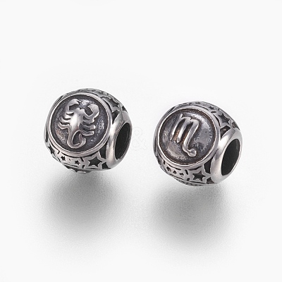316 Surgical Stainless Steel European Beads STAS-F195-128P-09-1