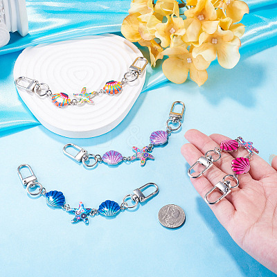 4Pcs 4 Colors Ocean Theme Alloy Enamel Link Purse Strap Extenders AJEW-TA0003-68-1