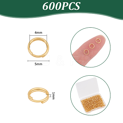 600Pcs 304 Stainless Steel Split Rings STAS-UN0060-32-1