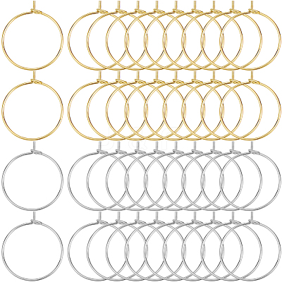 200Pcs 2 Colors Brass Wine Glass Charm Rings KK-SP0001-32A-1