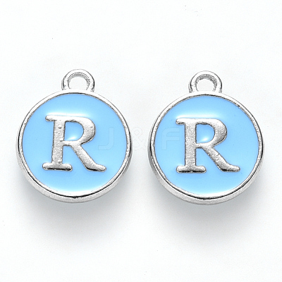 Platinum Plated Alloy Enamel Charms X-ENAM-S118-04R-P-1