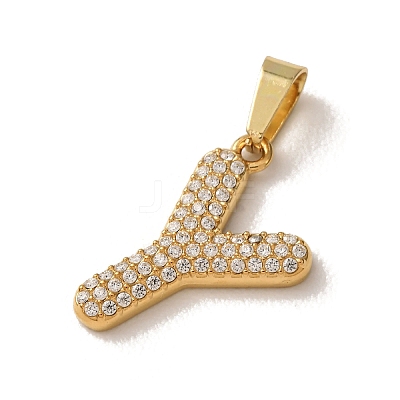 304 Stainless Steel Micro Pave Clear Cubic Zirconia Pendants CU-CBA703A-05G-Y-1