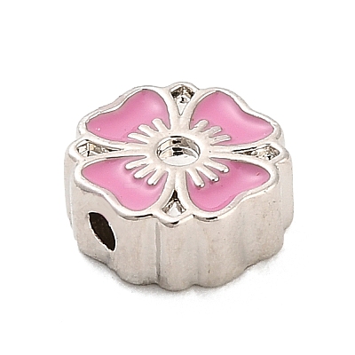 Flower Brass Enamel Bead Rhinestone Settings KK-H527-01P-03-1
