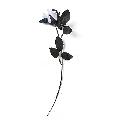 Plastic & Iron Artificial Gothic Rose Flower Stem with Black Leaves PL-CBAC0DE-01-1