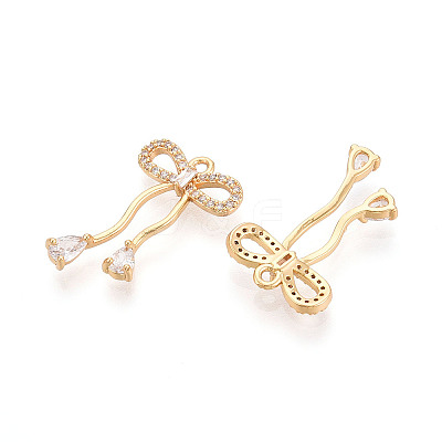 Brass Micro Pave Clear Cubic Zirconia Pendants KK-T078-08G-02-1