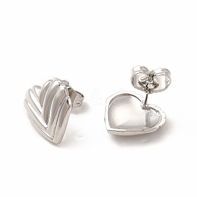 Heart Rack Plating Brass Stud Earrings for Women EJEW-H091-28P-1